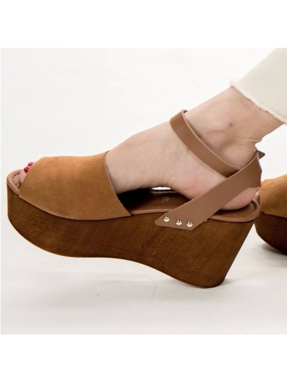 Seychelles Paddle Suede Wedge Sandal Size 8.5 Brown Italian